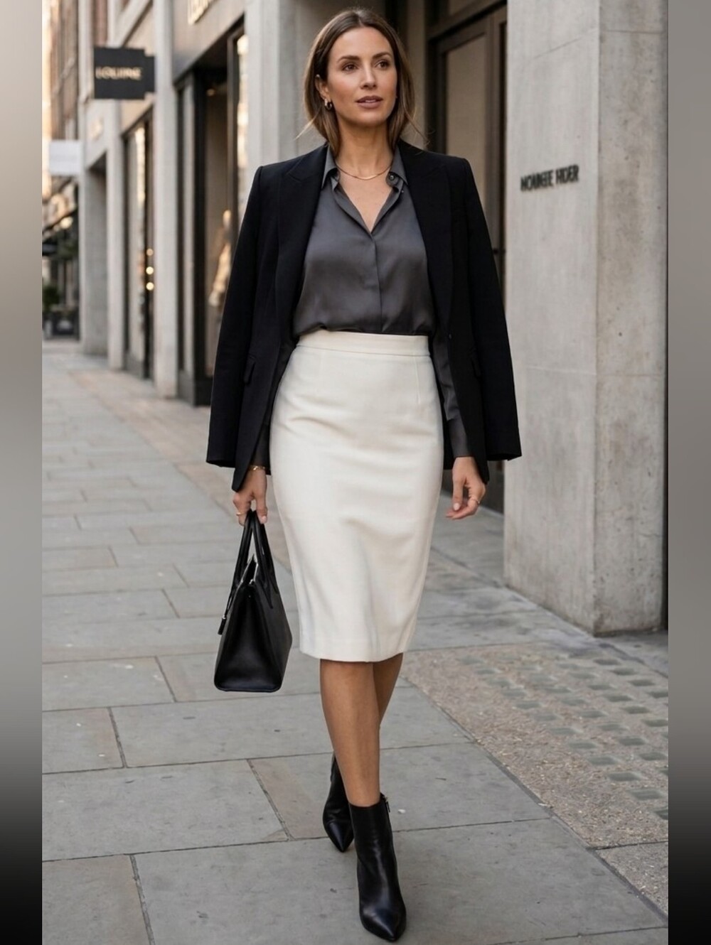 {Preston & York} Classic White Pencil Skirt - Sleek Women's Workwear - SIZE 10